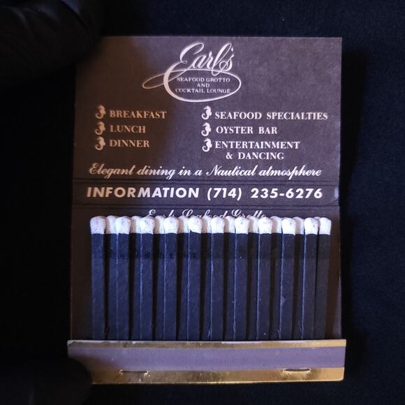 Vintage Matchbook Cover Earl's Seafood Grotto & Cocktail Lounge San Diego CA - Picture 3 of 3